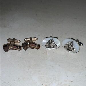 2 Sets Abalone & Mother Pearl Horse Cufflinks